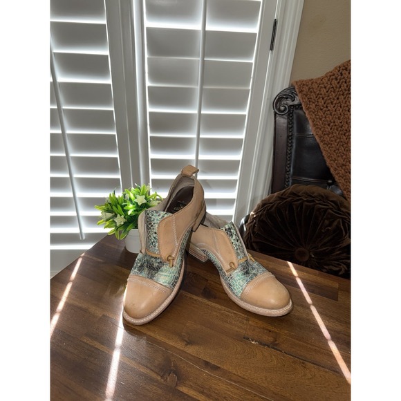 freebird Shoes - Freebird Mabel Oxfords Womens Size 7 Turquoise Multi Tan Leather Snakeskin